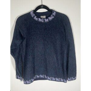 100% Alpaca purple Peruvian Bolivian crewneck sweater S bohemian equestrian